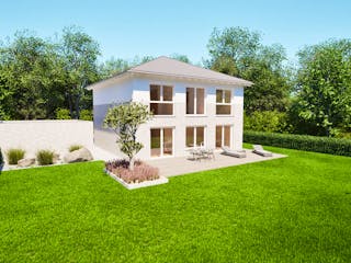 Massivhaus Entwurf CL148 von FAVORIT Massivhaus, Stadtvilla Außenansicht 13