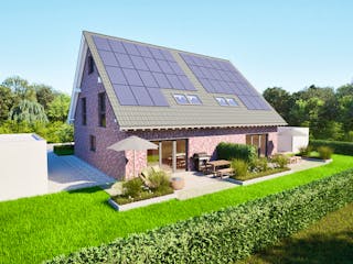 Massivhaus Entwurf FI129 von FAVORIT Massivhaus, Satteldach-Klassiker Außenansicht 6