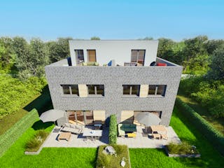 Massivhaus Entwurf FI166 von FAVORIT Massivhaus, Cubushaus Außenansicht 10