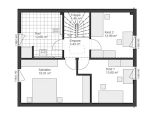 Fertighaus White&Black 130 von WHITE&BLACK Fertighäuser Ausbauhaus ab 168035€, Satteldach-Klassiker Grundriss 3