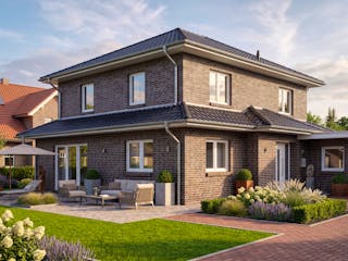Massivhaus Pagode 150 von AMR-Wohnbau Schlüsselfertig ab 390000€, Stadtvilla Außenansicht 3