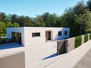 Massivhaus Entwurf CH153 von FAVORIT Massivhaus, Bungalow Außenansicht 2