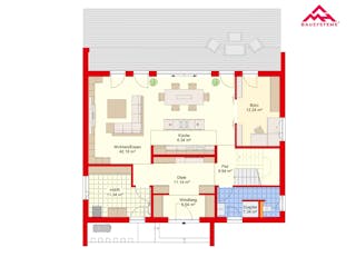 Massivhaus Stadtvilla 202 im Bauhausstill mit LIAPLAN gebaut von Mein Haus Bausysteme, Cubushaus Grundriss 1