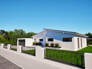 Massivhaus Entwurf CH135 von FAVORIT Massivhaus, Bungalow Außenansicht 2