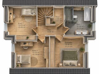 Massivhaus Pult 142 von AMR-Wohnbau Schlüsselfertig ab 332000€, Pultdachhaus Grundriss 2