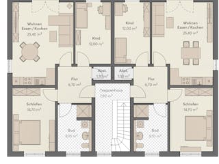 Massivhaus Haus Grünheide (5 WE) von ROTH MASSIVHAUS Schlüsselfertig ab 1452500€, Cubushaus Grundriss 2