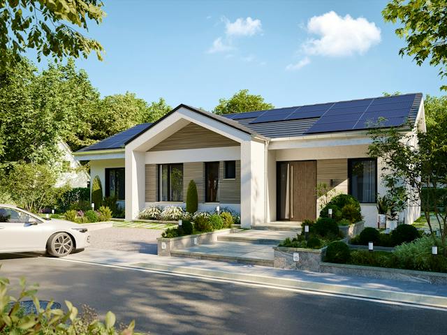 Massivhaus Bungalow 340 von BRALE Bau, Bungalow Außenansicht 1