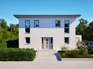 Massivhaus Entwurf CL143 von FAVORIT Massivhaus, Stadtvilla Außenansicht 9