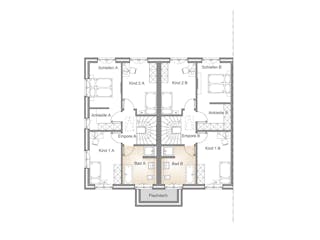 Massivhaus REIHENHAUS 120 MIT BELIEBIG VIELEN WOHNEINHEITEN von Kähler Massivhaus, Stadtvilla Grundriss 2