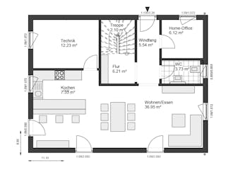 Fertighaus White&Black 160 von WHITE&BLACK Fertighäuser Schlüsselfertig ab 358126€, Satteldach-Klassiker Grundriss 2