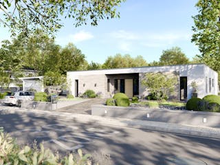 Massivhaus Bungalow 380 von BRALE Bau Schlüsselfertig ab 345450€, Bungalow Außenansicht 2
