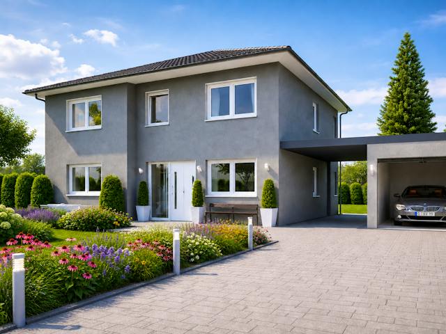 Massivhaus Stadtvilla 140 von Bauwerk Chemnitz Immobilien Schlüsselfertig ab 455700€, Stadtvilla Außenansicht 1