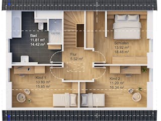 Massivhaus Satteldach 148 von AMR-Wohnbau Schlüsselfertig ab 321000€, Satteldach-Klassiker Grundriss 2