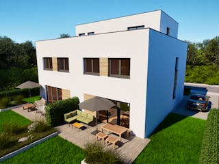 Massivhaus Entwurf FI166 von FAVORIT Massivhaus, Cubushaus Außenansicht 9