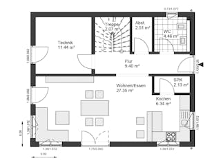 Fertighaus White&Black 130 von WHITE&BLACK Fertighäuser Ausbauhaus ab 168035€, Satteldach-Klassiker Grundriss 2