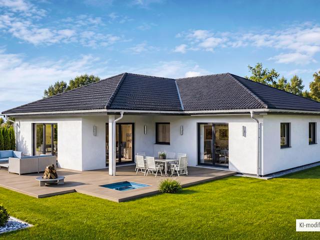 Fertighaus Junto 160 von Fingerhut Haus Schlüsselfertig ab 525559€, Bungalow Außenansicht 1
