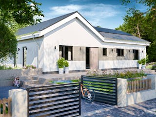 Massivhaus Bungalow 330 von BRALE Bau Schlüsselfertig ab 272600€, Bungalow Außenansicht 2