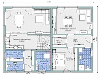 Fertighaus Bestseller Plus 223 von BoHolz Haus Schlüsselfertig ab 554445€, Satteldach-Klassiker Grundriss 1