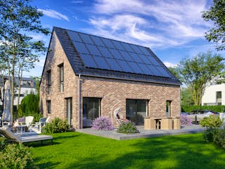 Massivhaus Jubilé-Haus 160 von GfG-Architektenhäuser Schlüsselfertig ab 299900€, Satteldach-Klassiker Außenansicht 4