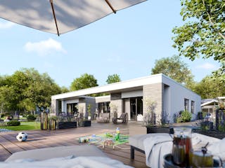 Massivhaus Bungalow 380 von BRALE Bau Schlüsselfertig ab 345450€, Bungalow Außenansicht 1