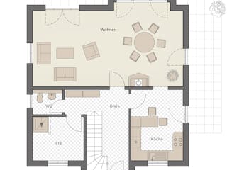 Massivhaus Friesenhaus 145 von ROTH MASSIVHAUS Schlüsselfertig ab 359100€, Satteldach-Klassiker Grundriss 1
