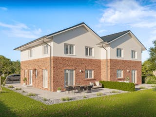 Massivhaus DOPPELHAUS 125 von Kähler Massivhaus Schlüsselfertig ab 327495€, Stadtvilla Außenansicht 1