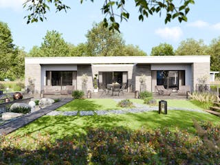 Massivhaus Bungalow 380 von BRALE Bau Schlüsselfertig ab 345450€, Bungalow Außenansicht 3