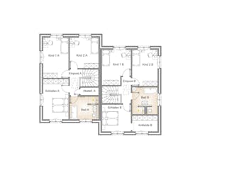 Massivhaus DOPPELHAUS 125 von Kähler Massivhaus Schlüsselfertig ab 327495€, Stadtvilla Grundriss 2