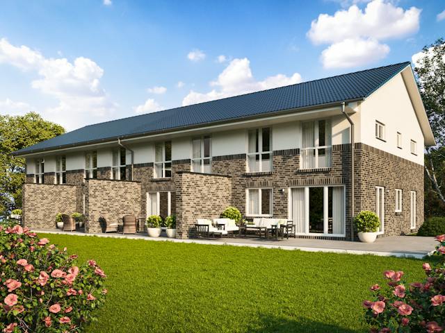 Massivhaus REIHENHAUS 120 MIT BELIEBIG VIELEN WOHNEINHEITEN von Kähler Massivhaus, Stadtvilla Außenansicht 1