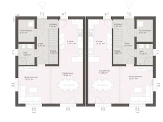 Fertighaus ELK Duo 129 von ELK, Stadtvilla Grundriss 1