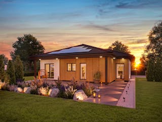 Fertighaus White&Black Bungalow 85 von WHITE&BLACK Fertighäuser Ausbauhaus ab 136718€, Bungalow Außenansicht 1