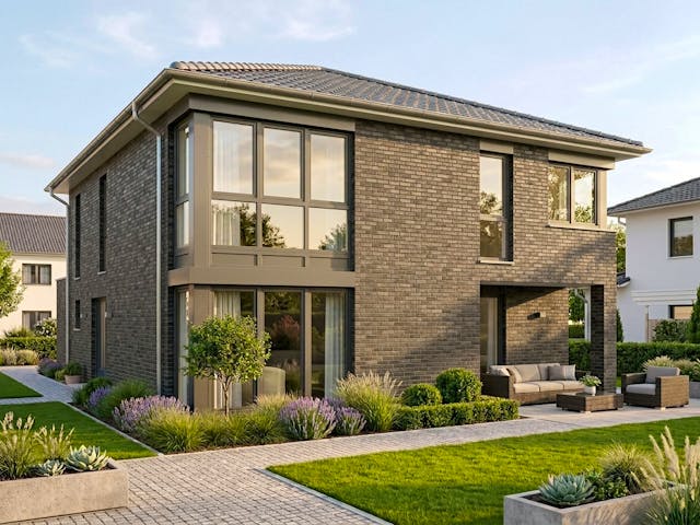 Massivhaus Stadtvilla 180 von AMR-Wohnbau Schlüsselfertig ab 404000€, Stadtvilla Außenansicht 1