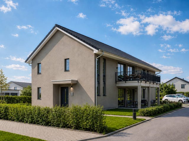 Massivhaus Haus Neuenhagen (14 WE) von ROTH MASSIVHAUS Schlüsselfertig ab 1316500€, Satteldach-Klassiker Außenansicht 1