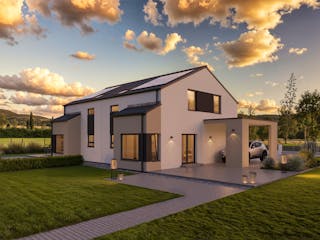 Fertighaus White&Black 100 von WHITE&BLACK Fertighäuser Ausbauhaus ab 152114€, Satteldach-Klassiker Außenansicht 1