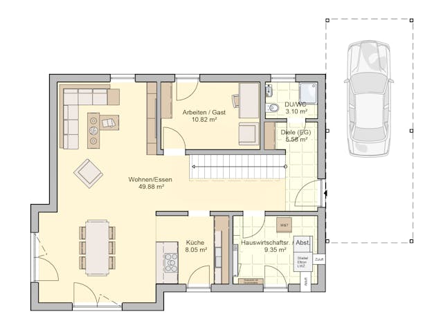 Fertighaus Balance von Fingerhut Haus Schlüsselfertig ab 461585€, Satteldach-Klassiker Grundriss 1