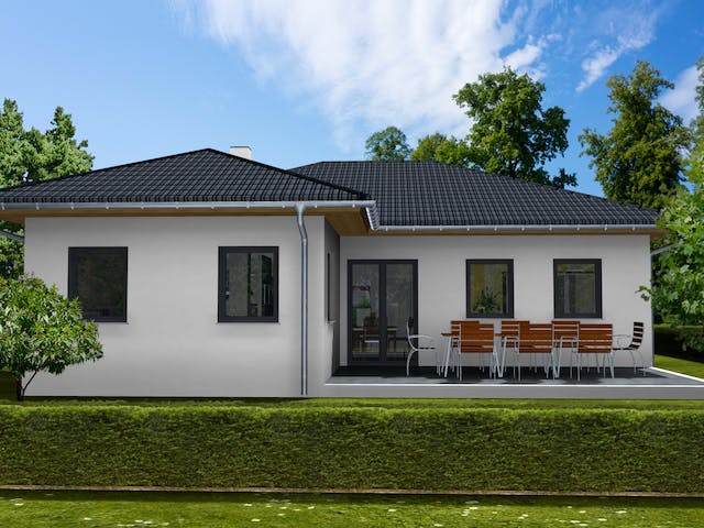 Massivhaus Eisblume von AVOS Hausbau Schlüsselfertig ab 245000€, Bungalow Außenansicht 2