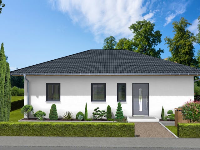 Massivhaus Eisblume von AVOS Hausbau Schlüsselfertig ab 245000€, Bungalow Außenansicht 1 Massivhaus Eisblume von AVOS Hausbau Schlüsselfertig ab 245000€, Bungalow Außenansicht 1