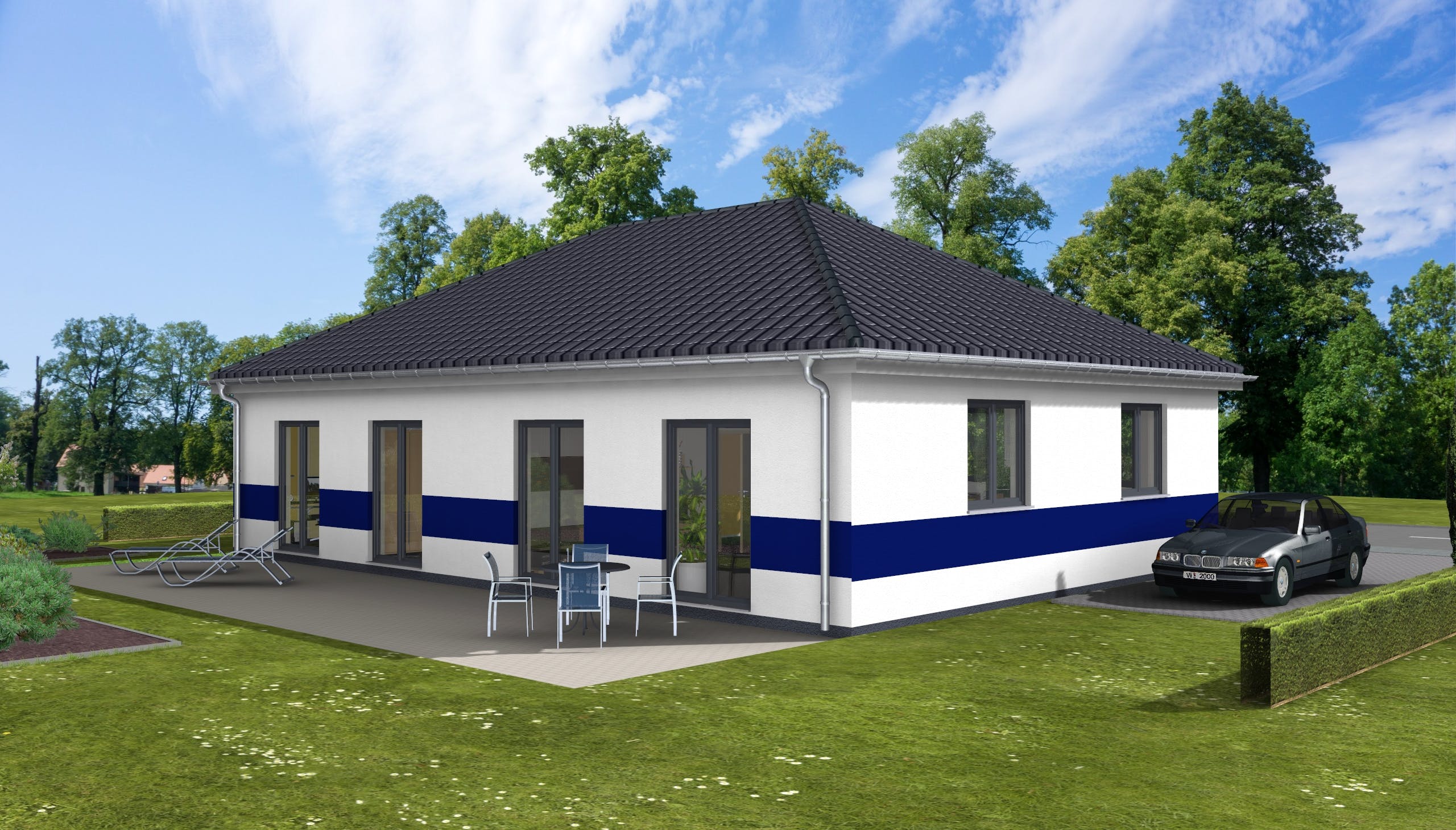 Massivhaus Heide von AVOS Hausbau Schlüsselfertig ab 299900€, Bungalow Außenansicht 2
