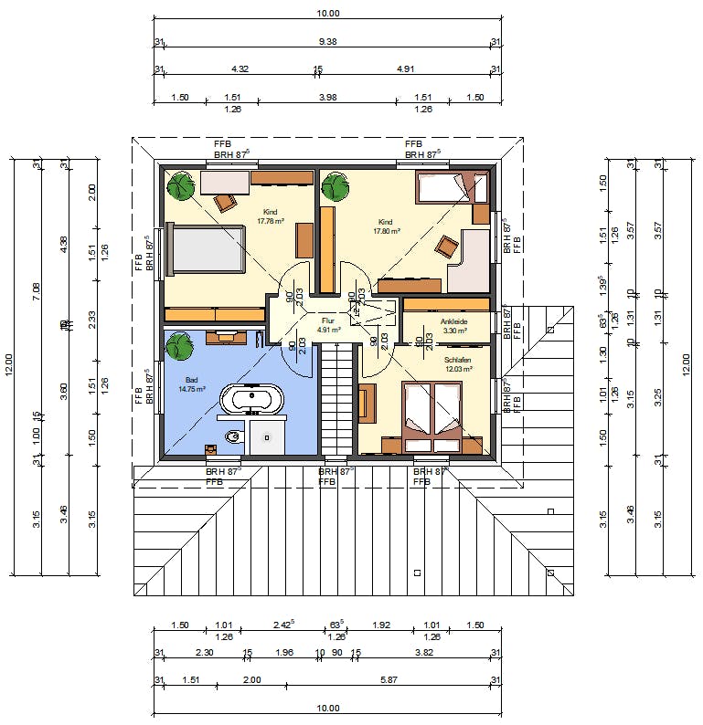 Massivhaus Goldamsel von AVOS Hausbau Schlüsselfertig ab 389950€, Stadtvilla Grundriss 1