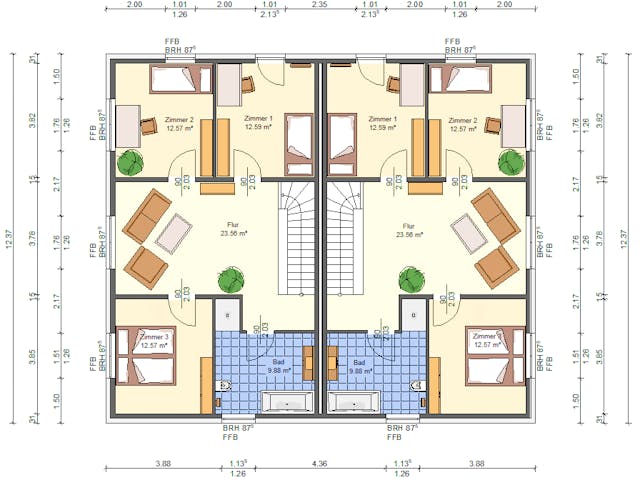 Massivhaus Ballandria von AVOS Hausbau Schlüsselfertig ab 955000€, Satteldach-Klassiker Grundriss 1