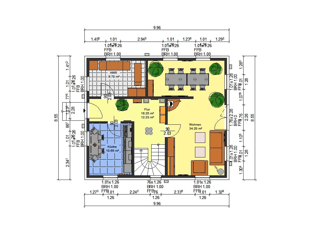 Massivhaus Dahlie von AVOS Hausbau Schlüsselfertig ab 340550€, Satteldach-Klassiker Grundriss 1
