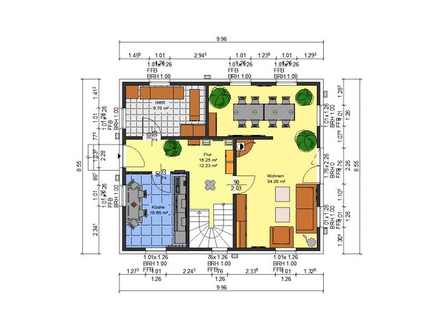 Massivhaus Dahlie von AVOS Hausbau Schlüsselfertig ab 339000€, Satteldach-Klassiker Grundriss 1