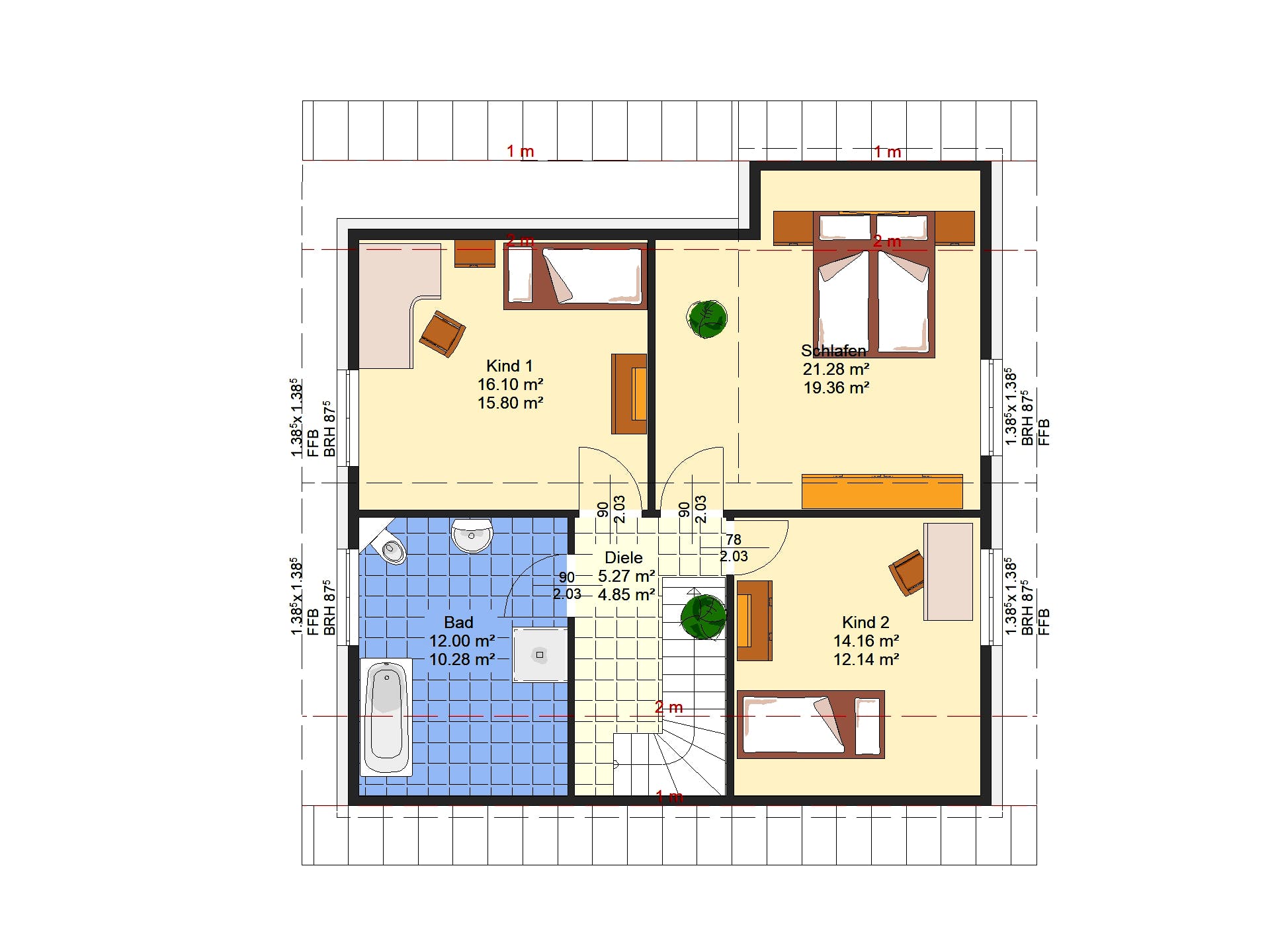 Massivhaus Flieder von AVOS Hausbau Schlüsselfertig ab 345450€, Satteldach-Klassiker Grundriss 1