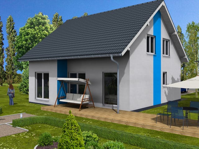 Massivhaus Flieder von AVOS Hausbau Schlüsselfertig ab 345000€, Satteldach-Klassiker Außenansicht 1 Massivhaus Flieder von AVOS Hausbau Schlüsselfertig ab 345000€, Satteldach-Klassiker Außenansicht 1