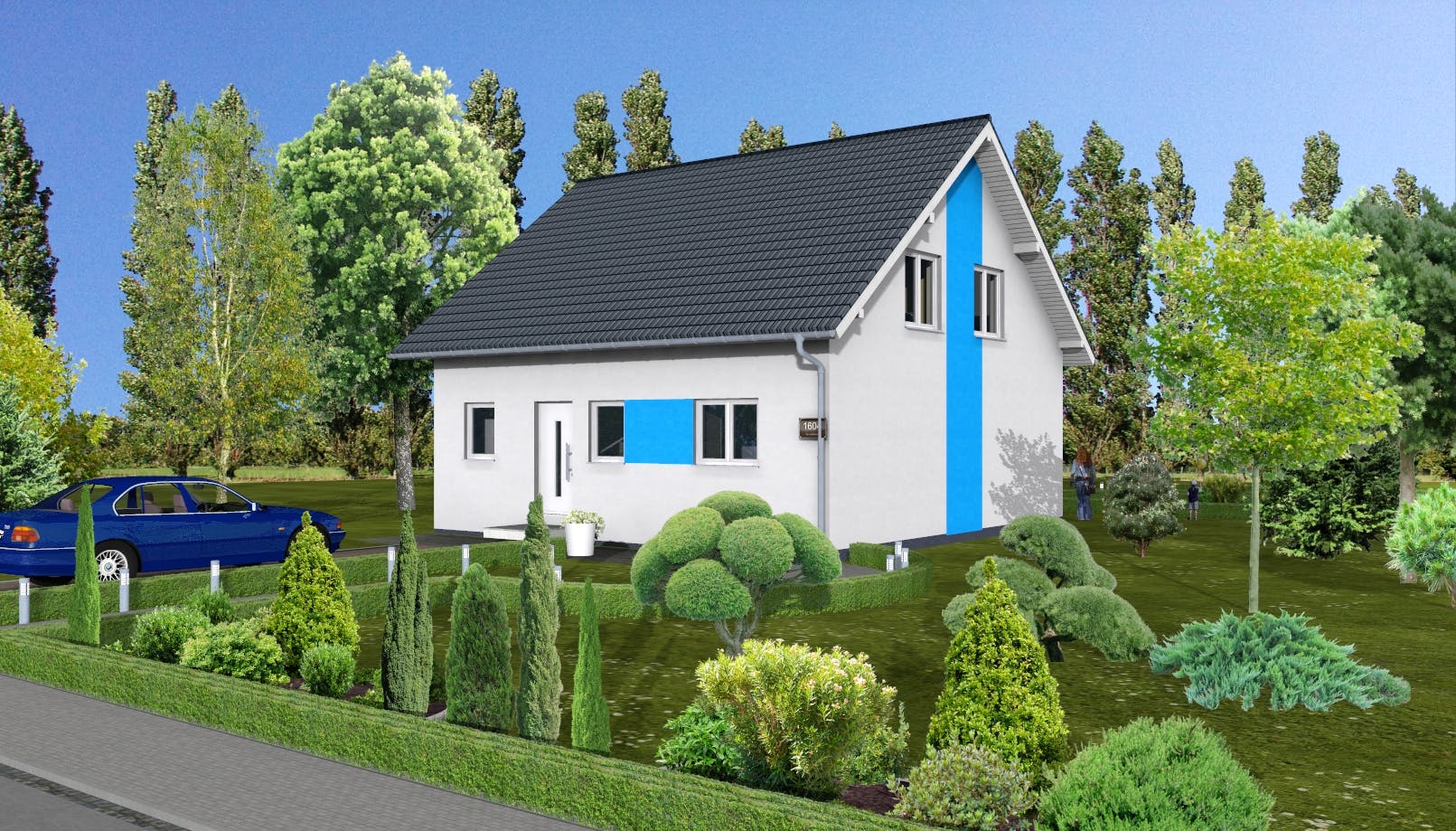 Massivhaus Flieder von AVOS Hausbau Schlüsselfertig ab 345450€, Satteldach-Klassiker Außenansicht 1