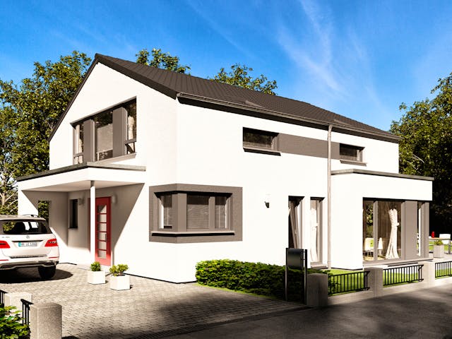 Fertighaus EVOLUTION 162 V3 von Bien-Zenker Schlüsselfertig ab 384457€, Satteldach-Klassiker Außenansicht 1
