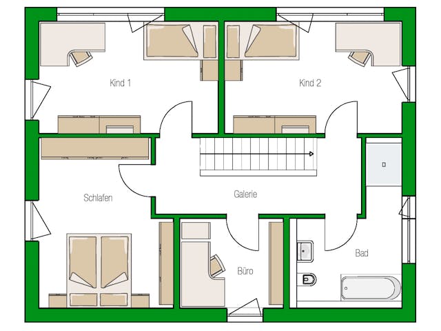 Massivhaus Aarhus von HELMA MASSIVHAUS Schlüsselfertig ab 355450€, Satteldach-Klassiker Grundriss 2
