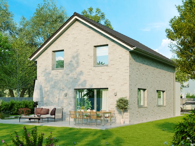 Massivhaus Gent von HELMA MASSIVHAUS Schlüsselfertig ab 325400€, Satteldach-Klassiker Außenansicht 2