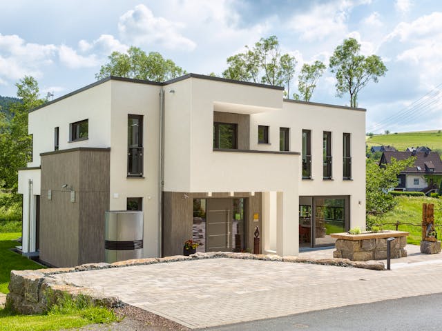Fertighaus Satchmo von Büdenbender Hausbau Schlüsselfertig ab 844600€, Cubushaus Außenansicht 1
