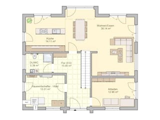 Fertighaus Musterhaus Erlangen von Fingerhut Haus Schlüsselfertig ab 548982€, Satteldach-Klassiker Grundriss 1